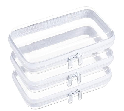 Clear Hard Shell Zipper Pouches, Clear Zipper Bags (3S) - size: 3S (1200ML×3)