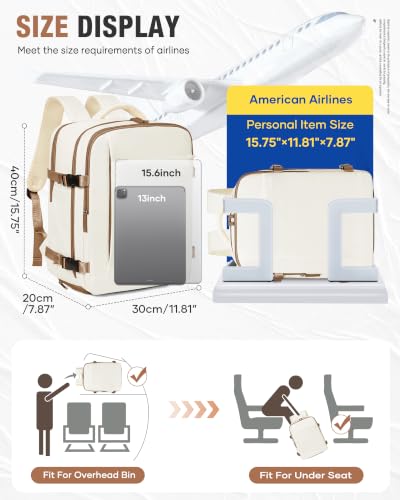 Travel Backpack For Women Men,40×30×20 Carry On Backpack Flight Approved - color: B2-beige With Brown