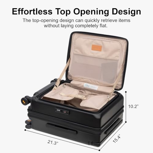 LEVEL8 Top Opening Carry on Luggage, 20 Inch Wide Handle Suitcase, Black - color: Black, size: 20Inch