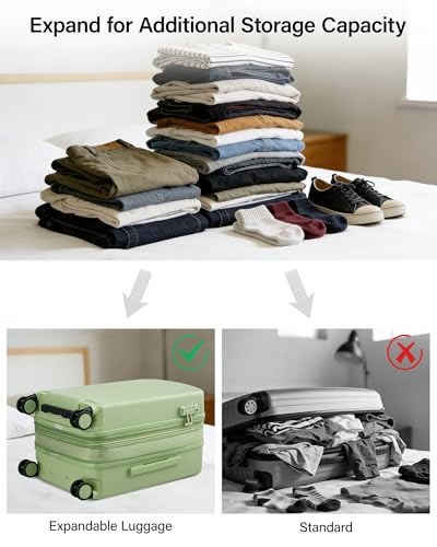 Hanke Carry on Luggage Airline Approved 20" Expandable Hardside Suitcase - color: Bamboo Green, size: 20 Inch EXT