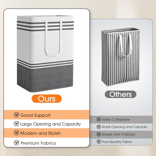 2 Pack Large Laundry Baskets, Laundry Hampers for Dorm, Bathroom, Room 75L | Freestanding, Waterproof, Collapsible Clothes Bags with Reinforced Handles - Foldable Dirty Clothes Baskets Laundry Bins - size: 2 x 75L