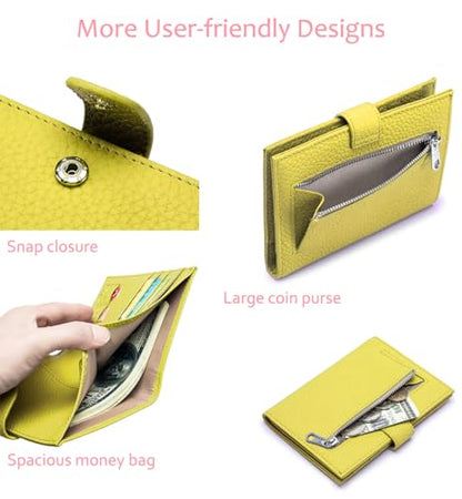 RFID Blocking Travel Wallet for Women, Leather Passport Holder - color: Lemon Yellow