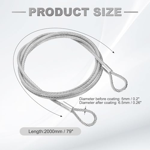 PATIKIL 79" Safety Cable Lock Security Wire Ropes 0.26" Dia Clear - size: 79 Inch-Clear