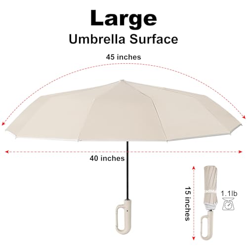 TradMall Travel Umbrella Windproof with Reflective Stripe - color: Beige