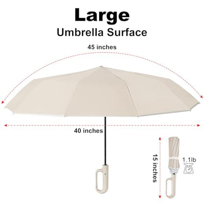 TradMall Travel Umbrella Windproof with Reflective Stripe - color: Beige
