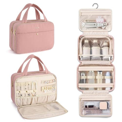Hanke Hanging Travel Toiletry Bag for Women, Jewelry and Makeup Organizer - color: Pink