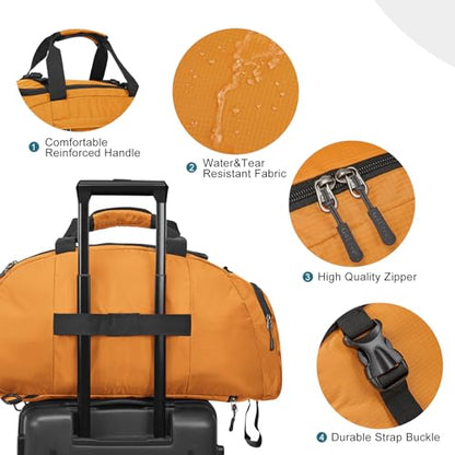 40L/70L 3-Way Duffle Bag Gym Sport Duffel Backpack Shoe Compartment - color: Orange