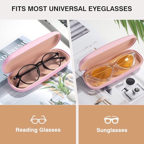 Marvolia Glasses Case Hard Shell - PU Leather Eyeglass Cases Eyeglasses Case for Sunglasses Eye Glasses Cases - color: Pink, size: Standard