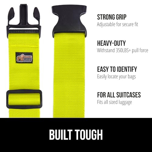 GORILLA GRIP Heavy Duty Luggage Straps for Suitcase, 2 Pack, Yellow - color: Yellow