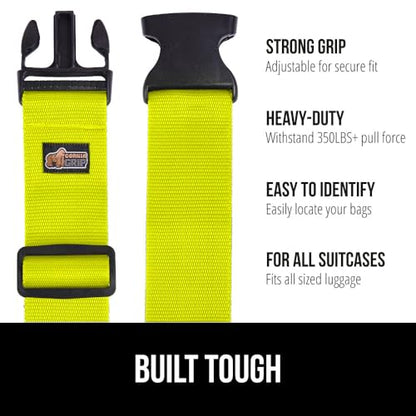 GORILLA GRIP Heavy Duty Luggage Straps for Suitcase, 2 Pack, Yellow - color: Yellow