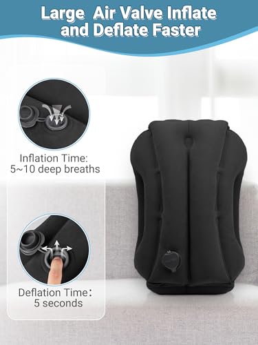 Maliton Inflatable Travel Pillow for Airplane (Black) - color: Black