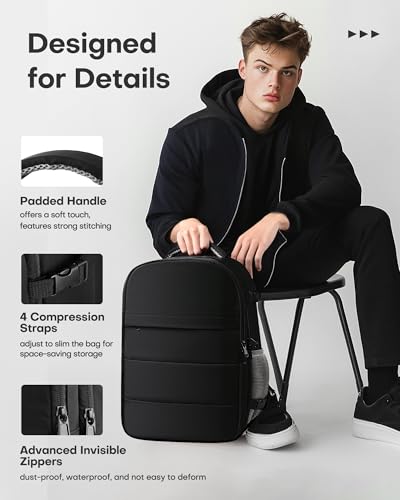 HOTOR Travel Backpack Flight Approved Bag Men Women, Large Black - color: Black, size: Large