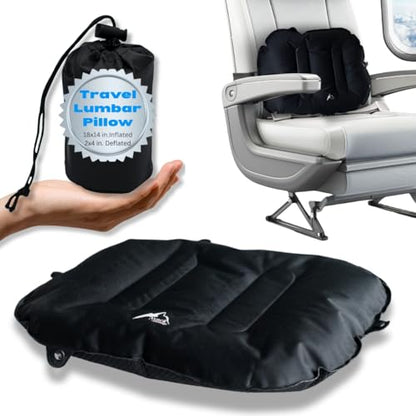 Adjustable Inflatable Lumbar Support Pillow for Airplane, Car & Office