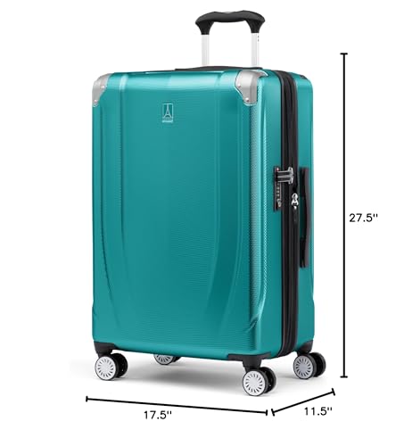Travelpro Pathways 3 Hardside Checked Luggage Suitcase, Teal, 25-Inch - color: Kayak Teal, size: Checked Medium 25 Inch