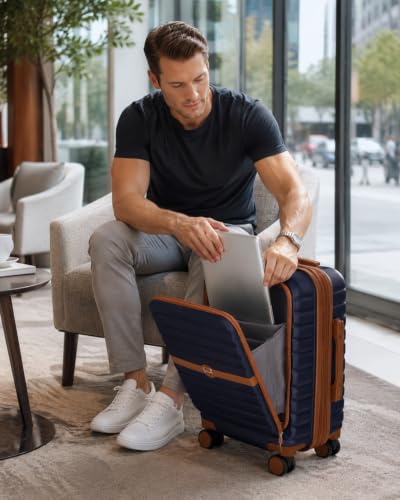Kono Carry On luggage Airline Approved 20 Inch - color: Apricot Navy, size: Carry-on 20-inch