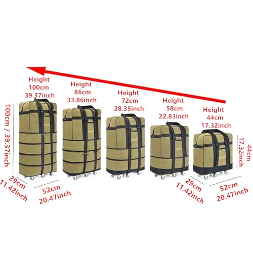 Expandable Extra Large Travel Canvas Duffel Bag with Wheels - color: Yellow Canvas, size: XL - 6 wheels