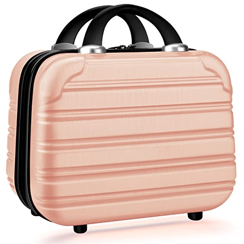 14 inch Hard Shell Makeup Train Case Portable PC ABS Mini Suitcase - color: pink