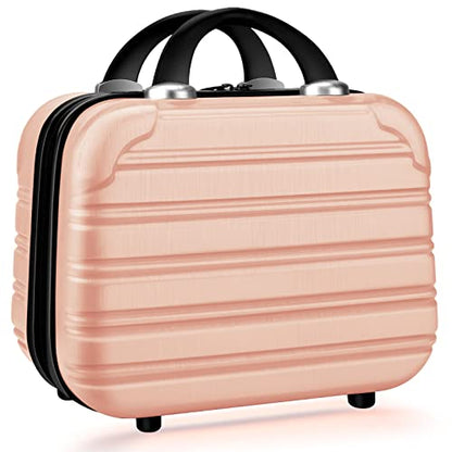 14 inch Hard Shell Makeup Train Case Portable PC ABS Mini Suitcase - color: pink