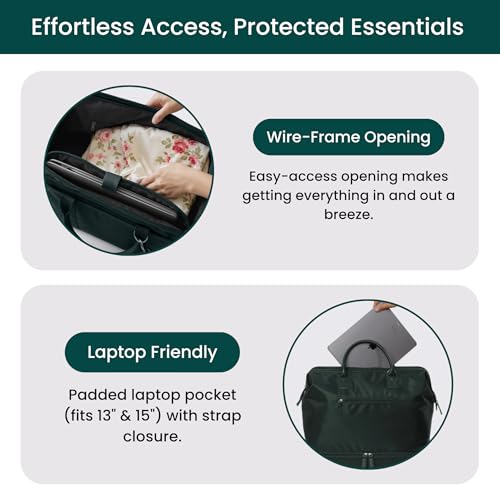 Nobl Travel Weekender Bag for Women & Men, Carry-On Duffel, Forest Green - color: Forest Green