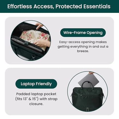Nobl Travel Weekender Bag for Women & Men, Carry-On Duffel, Forest Green - color: Forest Green
