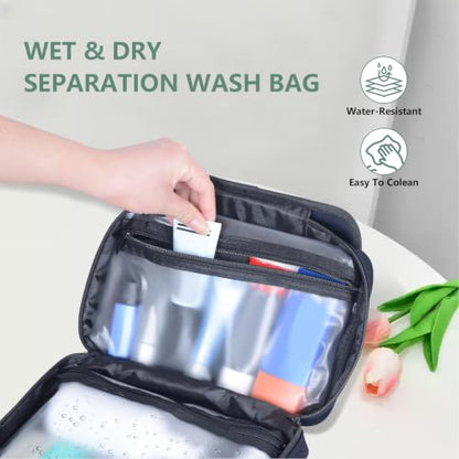 Toiletry Bag Men Women Hanging Foldable Cosmetic Organizer,Blue - color: Blue