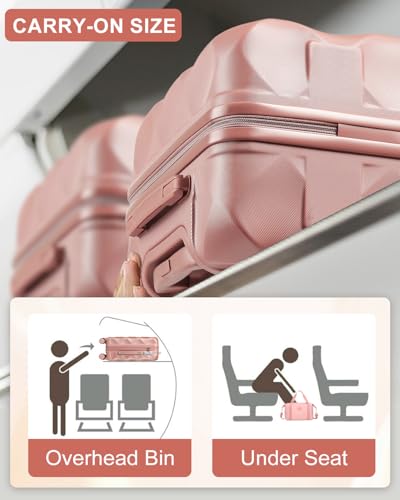 Somago Luggage Sets 5 Piece Hardside 20"/24"/28" with Duffle Toiletry Pouch - color: Rose Gold, size: 5 Piece Set
