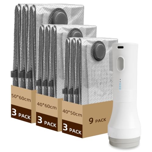 9 Pack Vacuum Bags for Travel with Electric Pump, Space Saver for Storage - size: 9 P