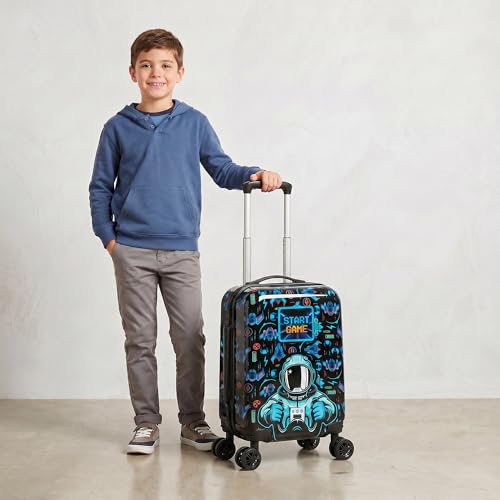 Kids Luggage Set Carry On Rolling Suitcase with U shaped Pillow Toddler Suitcase for Boys Travel Set Rocket Hardside Luggage with Spinner Wheels Airline Approved - color: 1 Astronaut