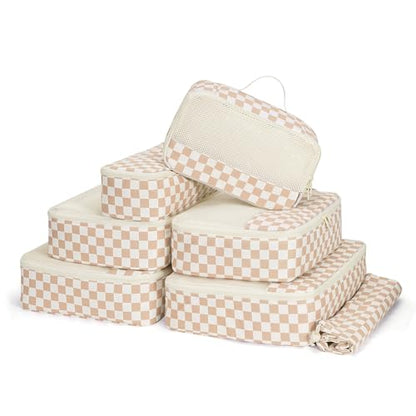Narwey Packing Cubes for Travel, Luggage Organizer Bags for Women Kids - color: Light Checkerboard