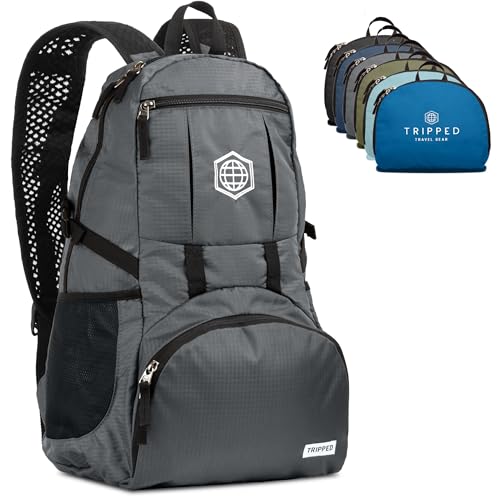 TRIPPED Travel Gear 35L Packable Travel Backpack for All-Day Comfort - color: Granite Grey