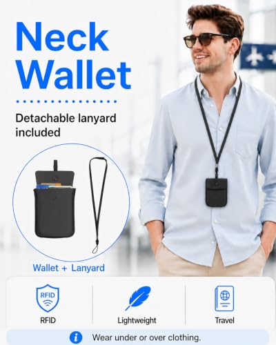 RFID-Blocking Travel Bra Wallet, Hidden Money Pouch with Elastic Strap - color: Black, size: Credit Card Size