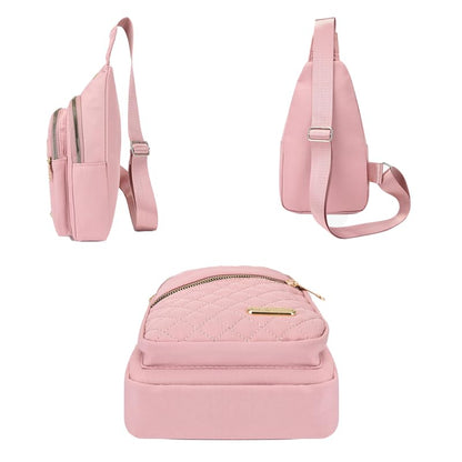 Small Sling Bag For Women Men Fashion Casual Crossbody Sling Backpack Solid Wallet - color: Black