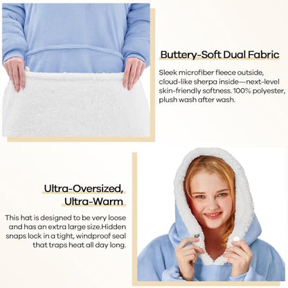 yescool Wearable Blanket Hoodie as Christmas Birthday Gifts for Women Mom - color: Celeste, size: Oversized