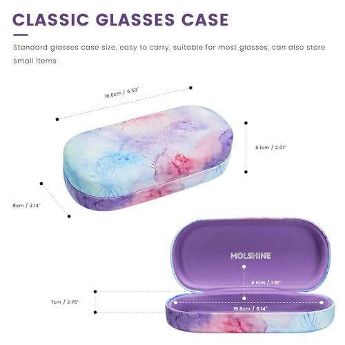 molshine Hard Shell Leather Sunglasses Case,Classic Large Glasses Case for Women Men,Sunglass Eyeglasses - color: Pink Rendering