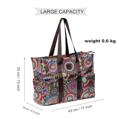 ESVAN Utility Tote Bag with Zip Top Waterproof Teacher Tote Bag for Teacher Work Women Beach - color: D