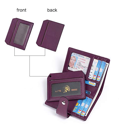 BOSTANTEN Leather Womens Wallet Small RFID Blocking Credit Card Holder - color: 2-purple pebble
