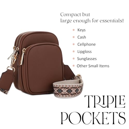 Mali+Lili, Josie Triple Zip Crossbody Bag - color: Webbing_brown