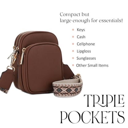 Mali+Lili, Josie Triple Zip Crossbody Bag - color: Webbing_brown