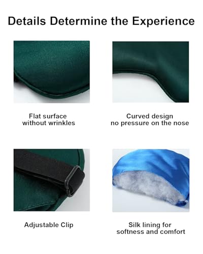 Sleep Mask, Silk Sleep Mask with Adjustable Strap, Super Soft Satin Blackout Sleeping Eye Mask for Men&Women, Comfortable Blindfold Eyeshade for Night Sleep 4 Pack (Black Blue) - color: Black Blue