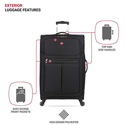 SwissGear 4010 Softside Luggage with Spinner Wheels, Black, Checked-Large 27-Inch - size: Checked-Large 27-Inch