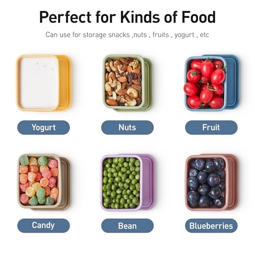 ISSEVE 8oz Silicone Snack Containers for Kids, with Lids, Reusable,6Pack - size: 8oz-6pack