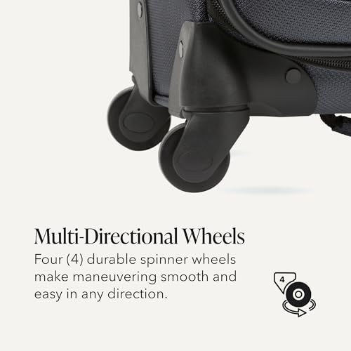 SwissGear Sion Carry-On Spinner Luggage, Softside Expandable, Lightweight Suitcase, Dark Grey, 22.75-Inch - color: Dark Grey, size: Carry-On 21-Inch