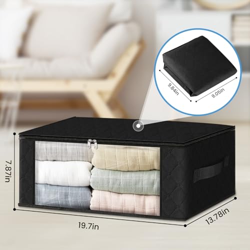 HomeHacks 3-Pack Clothes Organizer Storage Bags, 35L Storage Bins, Black - color: Black