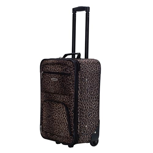 Rockland Fashion Softside Upright Luggage Set, Leopard, 2-Piece (14/19) - color: Leopard, size: 2 Piece (19"/14" Tote)