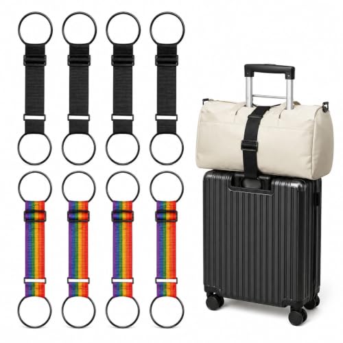 8 PCS Adjustable Luggage Connector Straps, Luggage Straps for Suitcases, Secure Stacking Multiple Bags, Hands-Free Travel Solution for Business and Vacation Trips, Compact Storage Design