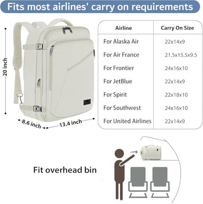 MATEIN Large Backpack for Travel Flight Approved, 45L Carry on Backpack - color: Light Beige, size: XX-Large