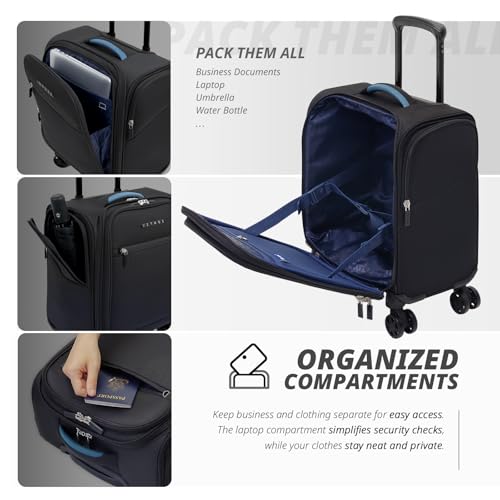 Verage Underseat Carry On Luggage with Wheels,14.5-Inch,Black - color: Black, size: 14.5-Inch Plus Underseat