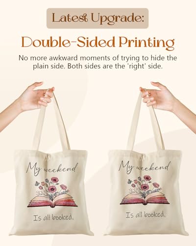 Miss Adola Canvas Tote Bag for Women with Zipper, Weekend Book - color: Weekend Book