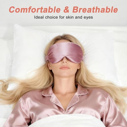 VOCOSTE 3D Silk Sleep Mask with Travel Pouch, Bean Pink - color: Bean Pink