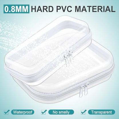 Ceenna 2 Pcs Clear Zipper Case Hard Shell Pouches,Medium + Slim Long Set - size: Medium + Slim Long Set